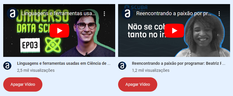 Site com os botões para apagar