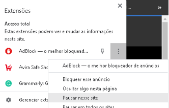 Extensão Adblock no navegador - Como pausar no site para carregar o vídeo