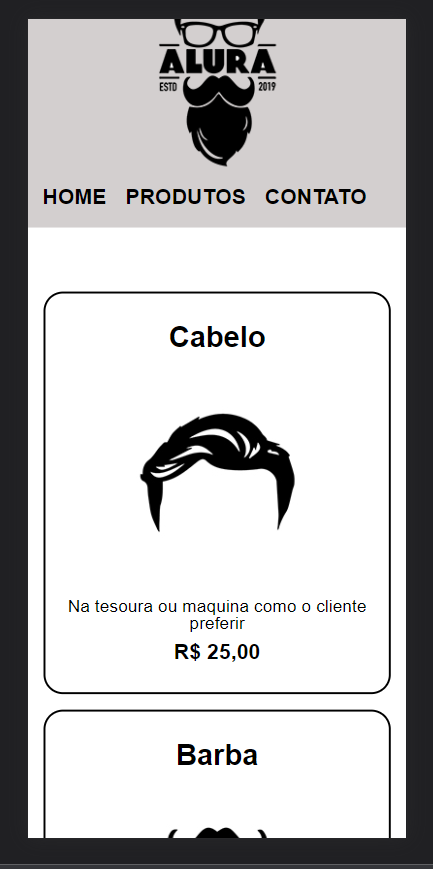 Pagina de produtos para mobile