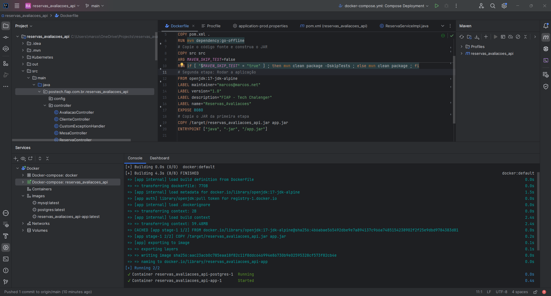Segue as informaçoes do meu docker, a imgame foi efetuado com sucesso na minha maquina 