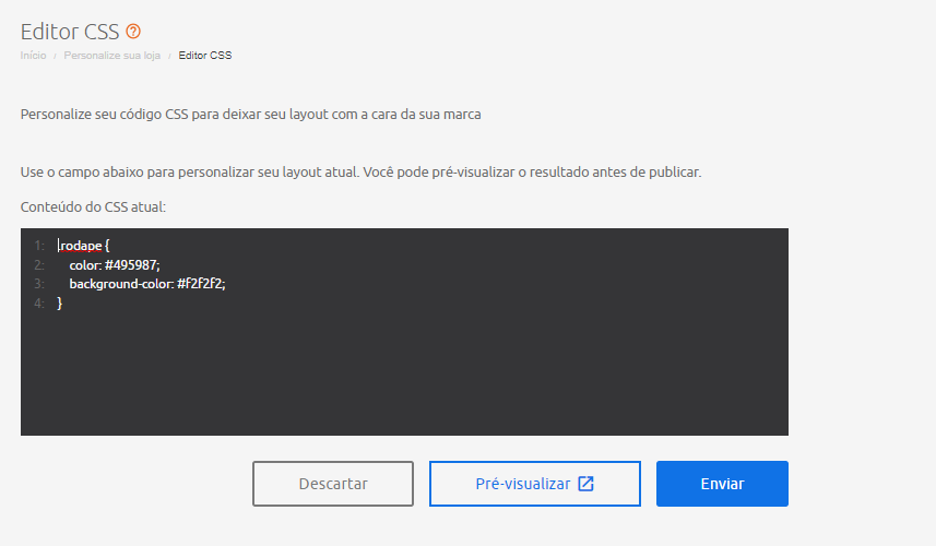 print da tela de edição