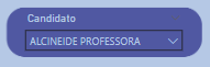 Filtro estilo suspenso com titulo "candidato" filtrando pelo nome do candidato