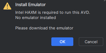 Nenhum emulador instalado