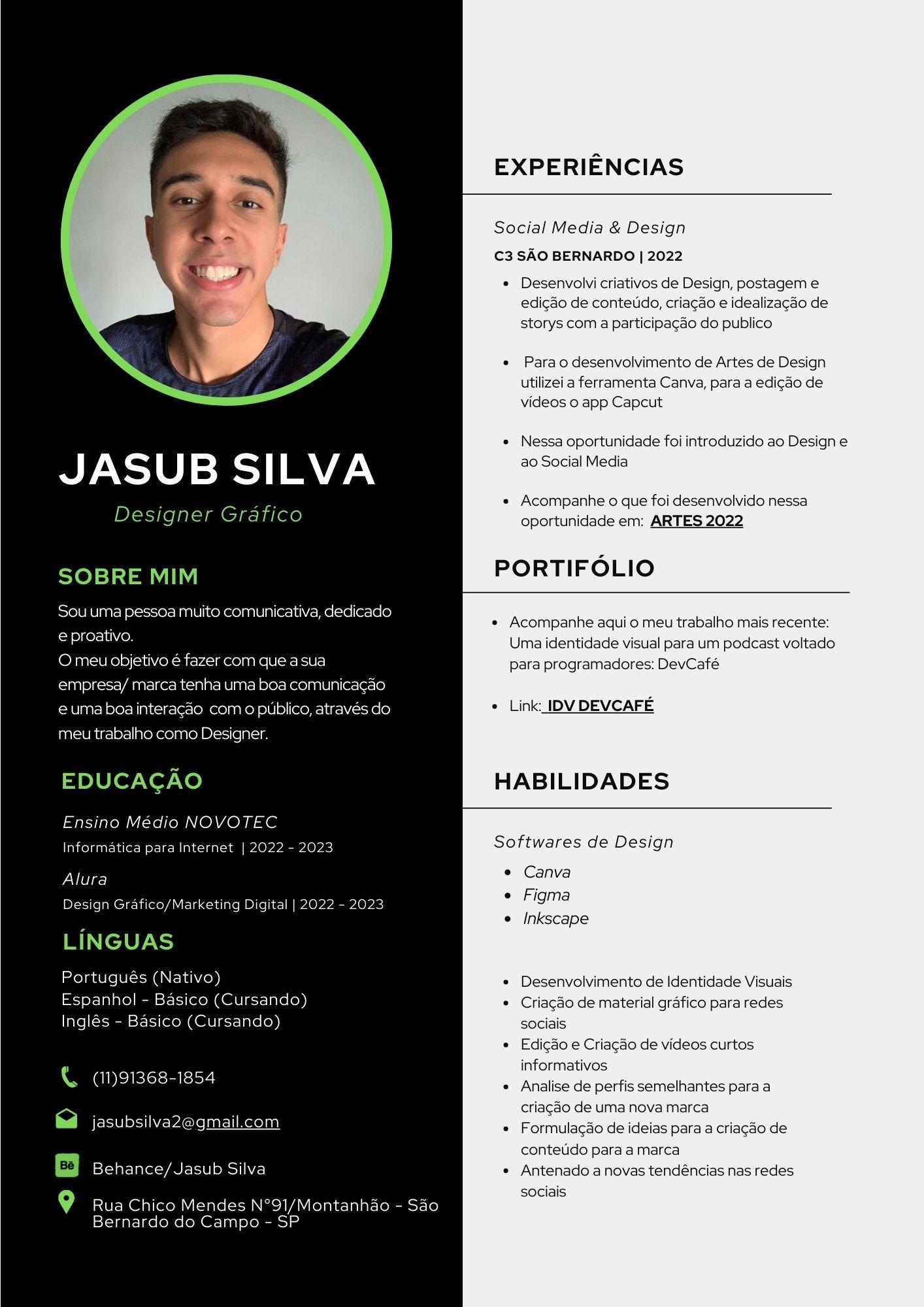 CV feito com o template pronto