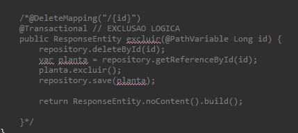 Codigo de exclusão lógico no controller