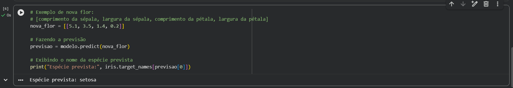 Testar com novos exemplos