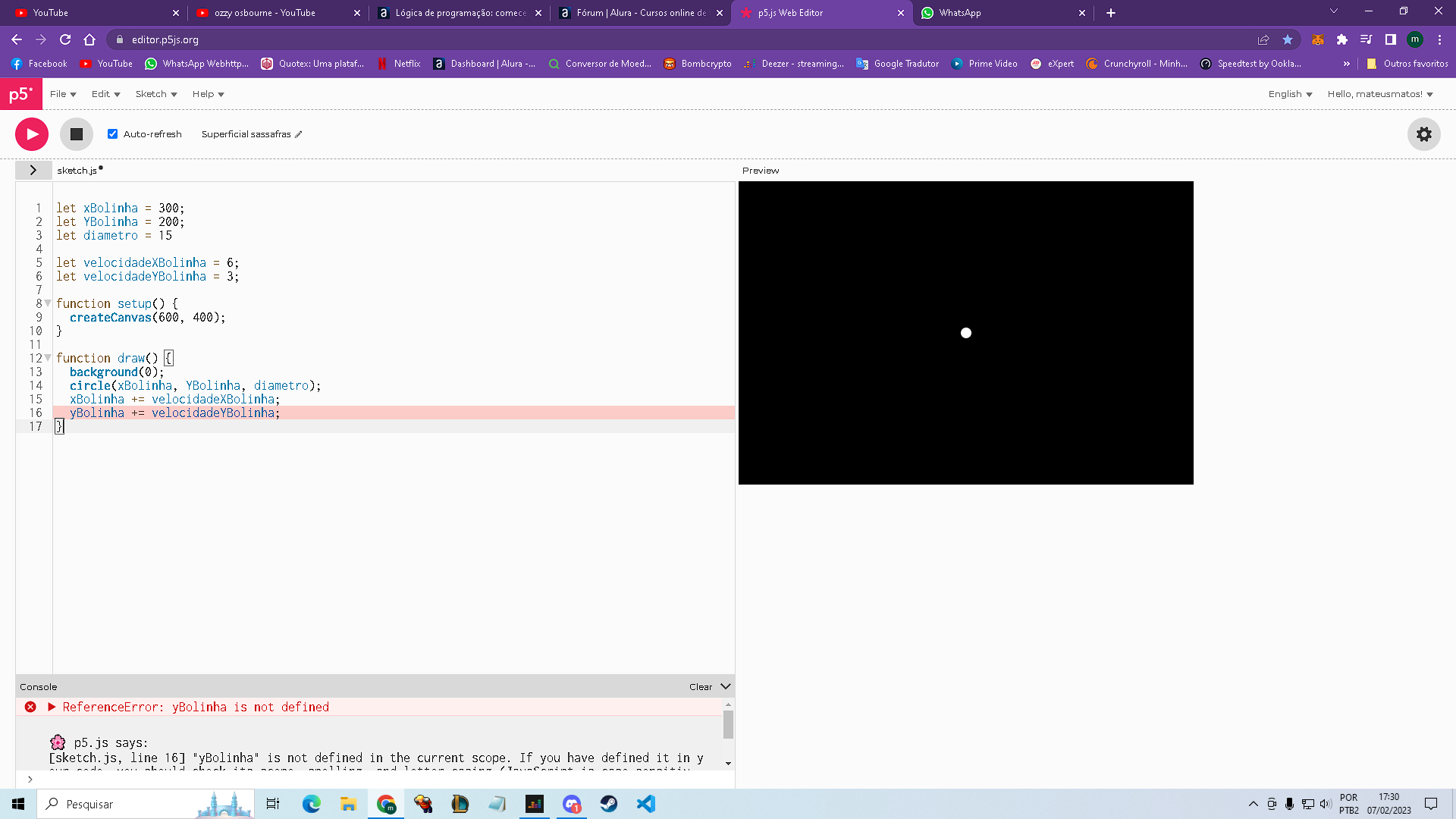 Inao sei o que fazer aqui por que pra mim o codigo está certo