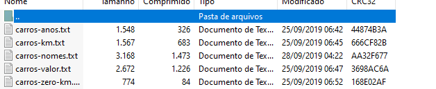 essa print é do arquivo .zip que estava no curso que só contem os arquivos .txt