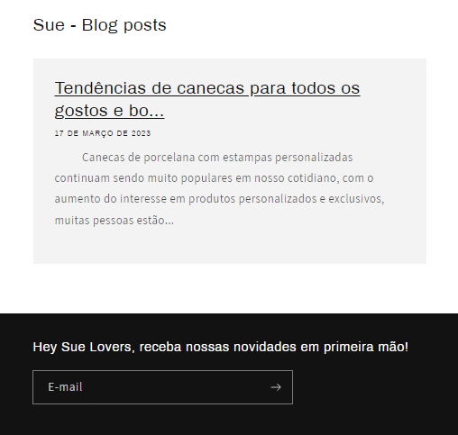 Sue Blog - Loja: Sue Store Brasil na Shopify Resumo Página Inicial