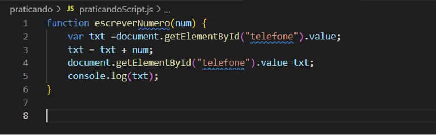 JavaScript com a função para exibir os numeros