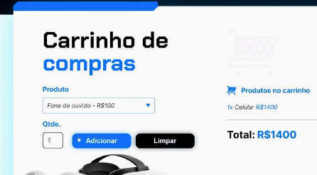 Imagem com o exemplo do celular dentro do carrinho