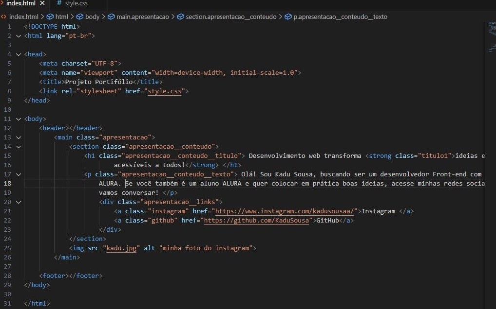 Códigos HTML index.html