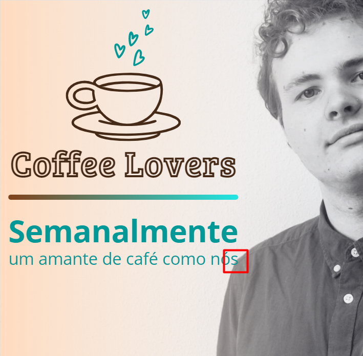 Capa sobre CoffeeLover para Spotify com marcação em vermelho entre texto e foto de pessoa