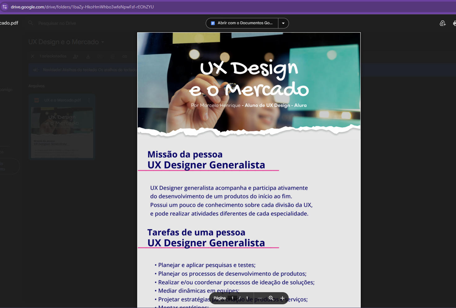 manual-guia em PDF de estudante sobre UX