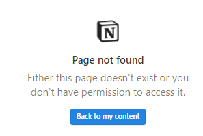 Printscreen de parte de tela do Notion onde aparece Página Não Encontrada