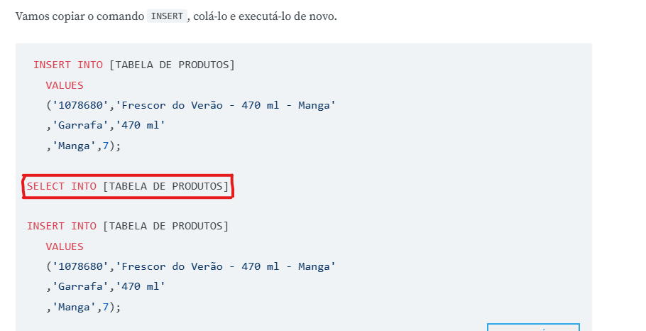 print com erro informado