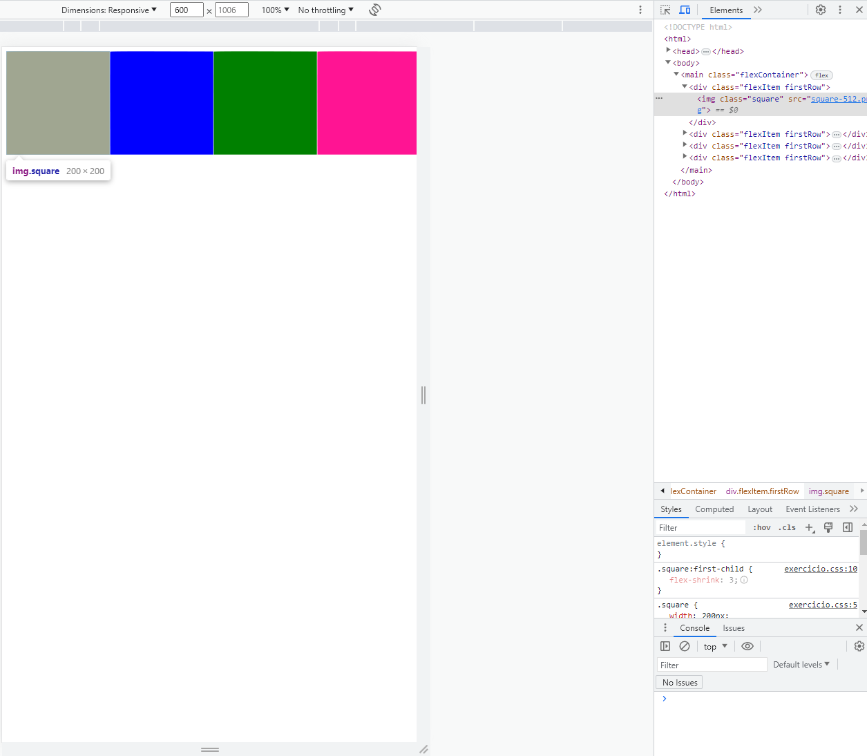 Captura de tela do console do navegador com a documentação do código