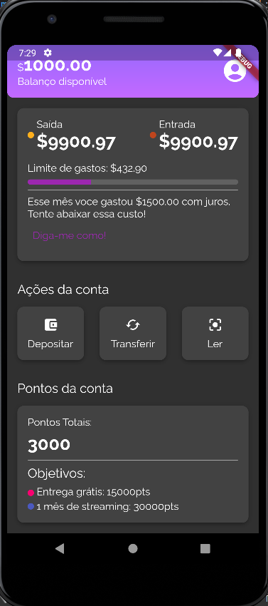 Com a Scrollbar arrastada para baixo