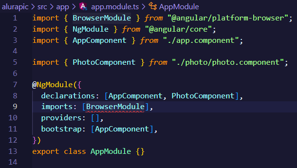'BrowserModule' does not appear to be an NgModule class.
