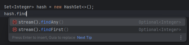 indicações pelo IntelliJ