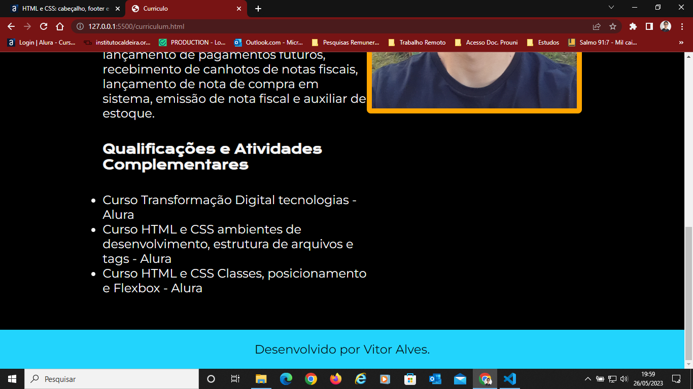 Site currículo de Vitor Alves parte 3