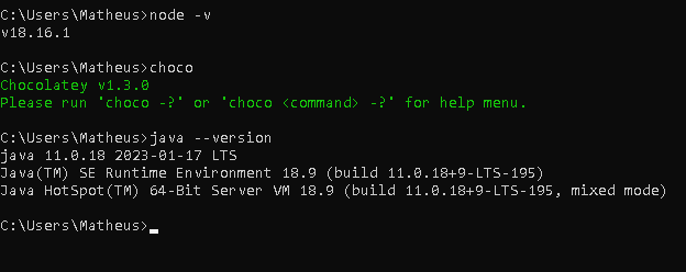 Node, Choco e Java