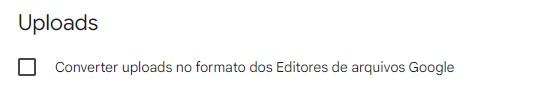 Desabilitar a opção de converter arquivos