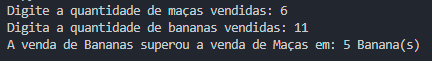 Saída do termina para Bananas > Maças