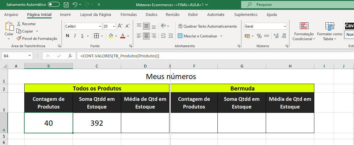 Planilha "Meus números"