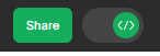 Print do botão Dev Mode do Figma, em verde, ao lado da opção "share"