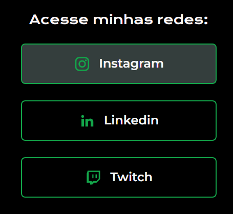 Zoom no projeto na parte de redes e botões para acessar links