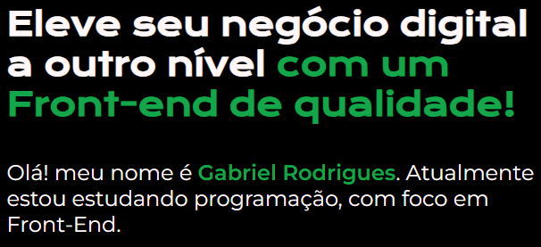 Zoom no parágrafo com o destaque no nome Gabriel Rodrigues, agora com uma cor verde