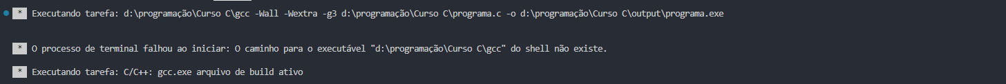 Ao usar o compile & run, aparece a seguinte mensagem