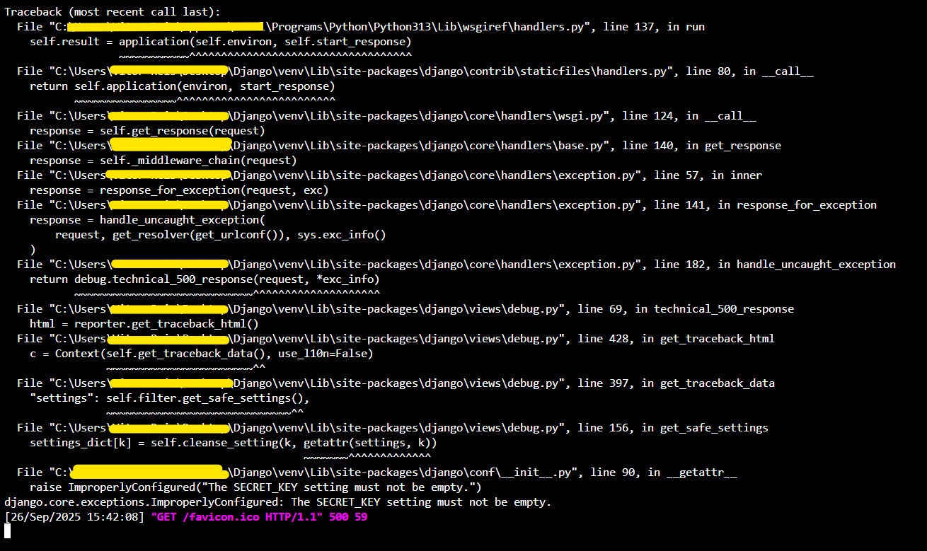 Imagem do BUG no terminal