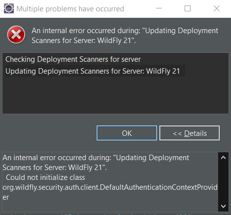 Internal Error Deployment Scanners for Server