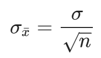 desvio padrão das médias amostrais é igual ao desvio padrão da variável original, dividido pela raiz quadrada do tamanho da amostra