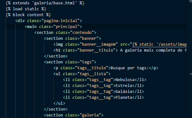 Como ficou o index.html após criar partials para o header e o menu lateral.