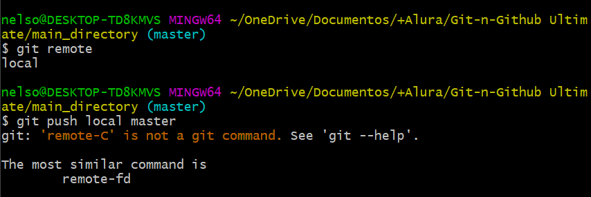 'remote-C' is not a git command.