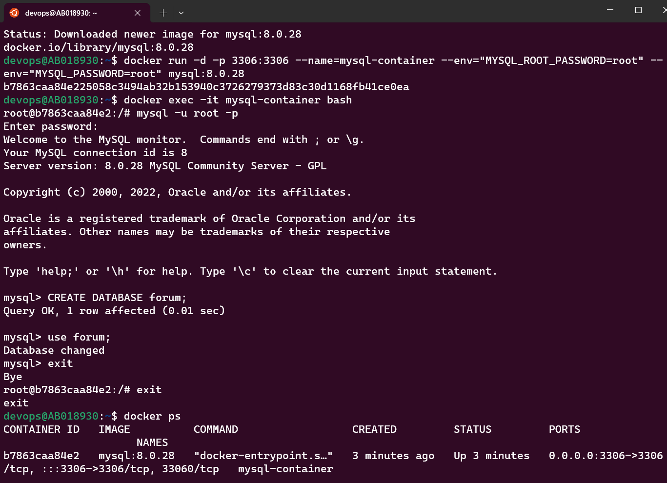 Docker MySQL executando no WSL2-Ubuntu-22.04