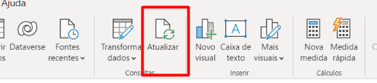 botão atualizar do power BI