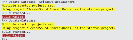 Update da migration da tabela de Genero