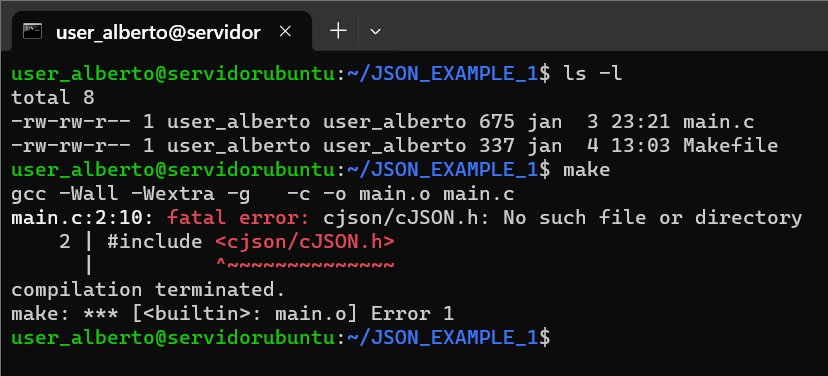 main.c:2:10: fatal error: cjson/cJSON.h: No such file or directory