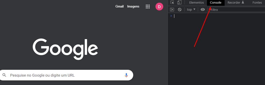 exemplo chrome console