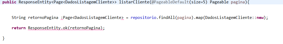 codigo da classe de listagem