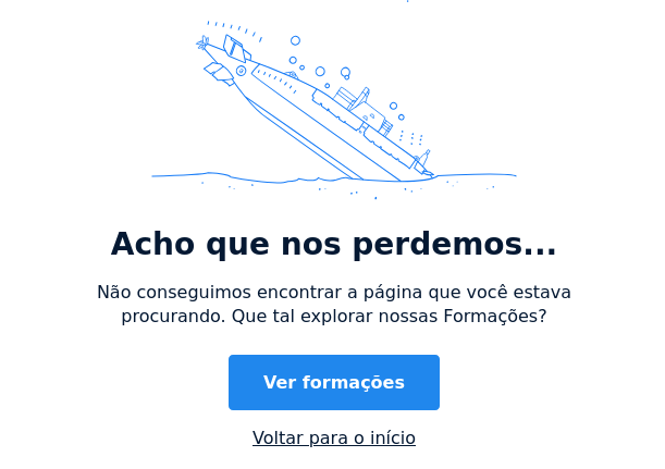 Imagem mostrando a versão customizada da Alura para um erro 404