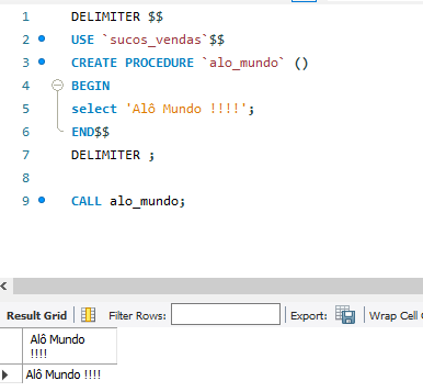 Utilizando procedures no mysql