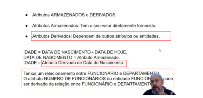 Trecho da atividade 04 entidades e atriburos sobre a explicação de entidades derivadas