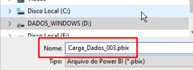 Salvando o arquivo carga dados 003