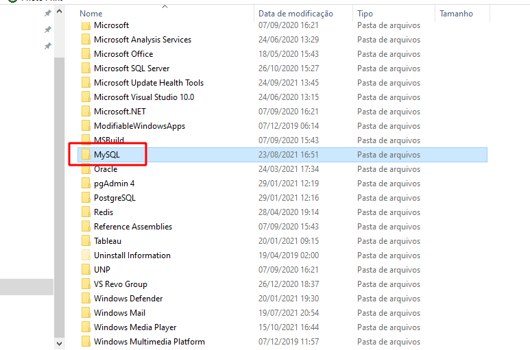 diretório arquivos e programas, onde existe pastas de todos os programas instalados na máquina.