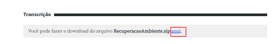 arquivos para recuperar o ambiente